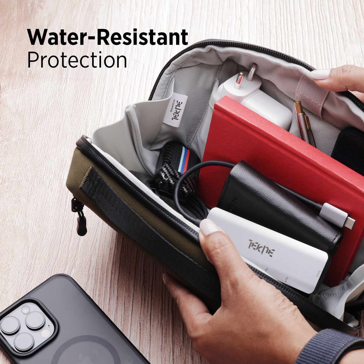Tekne Gadget Organiser | Water-Resistant Tech Pouch with Multiple Compartments | Travel-FriendlyÂ 