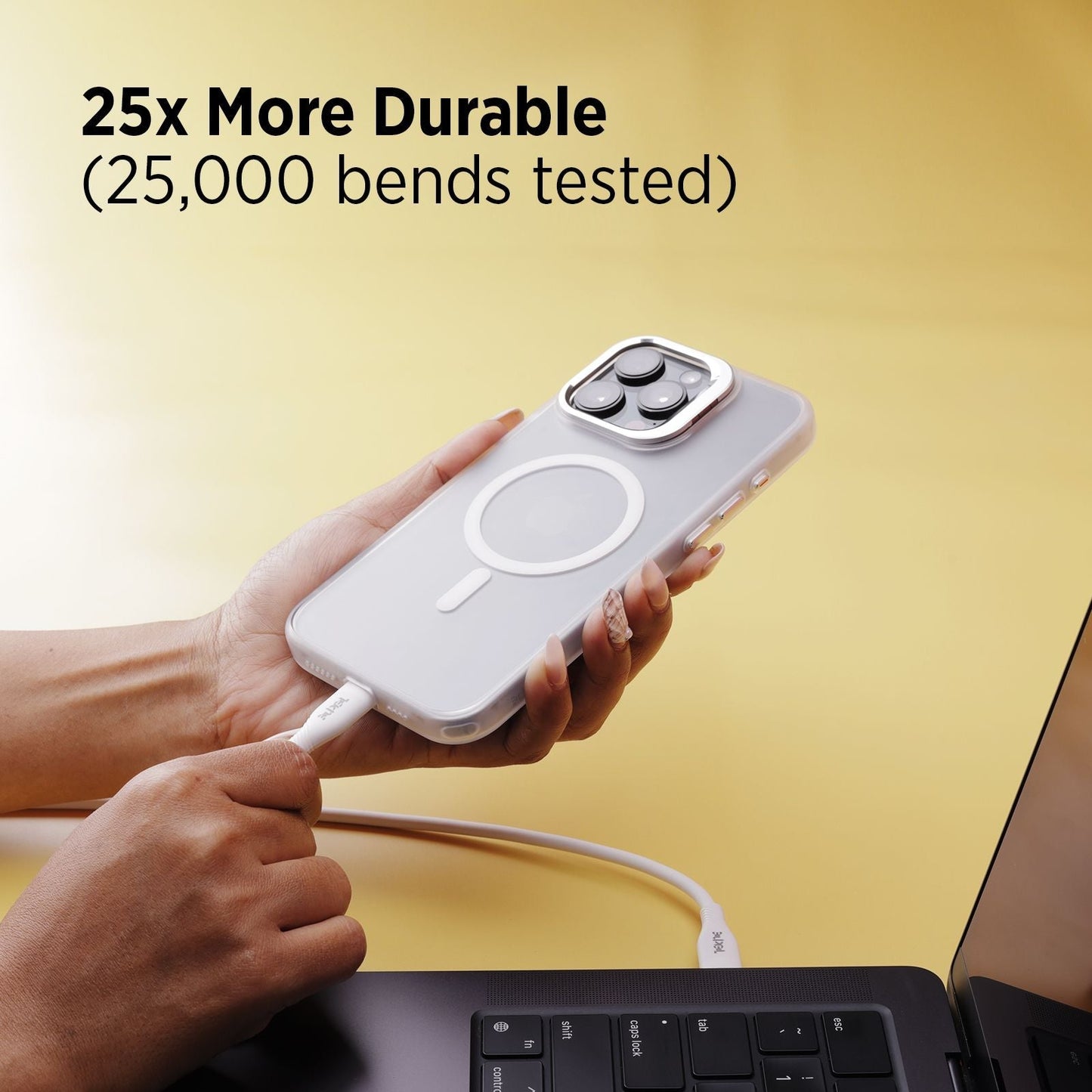 Tekne 60W iPhone Silicone Charging Cable | Fast Charging | Ultra-Durable | Tangle-Free Design