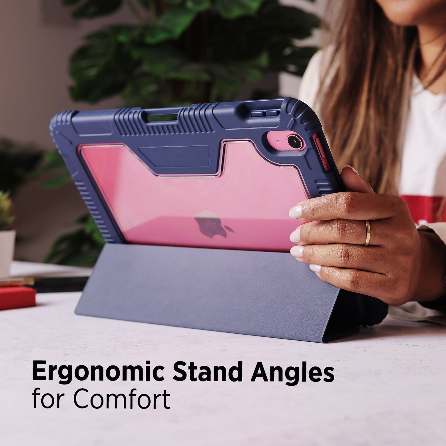 Tekne Shockproof Vegan Leather Case for iPad 10th Gen 10.9 inch | Stand Function | Drop Protection
