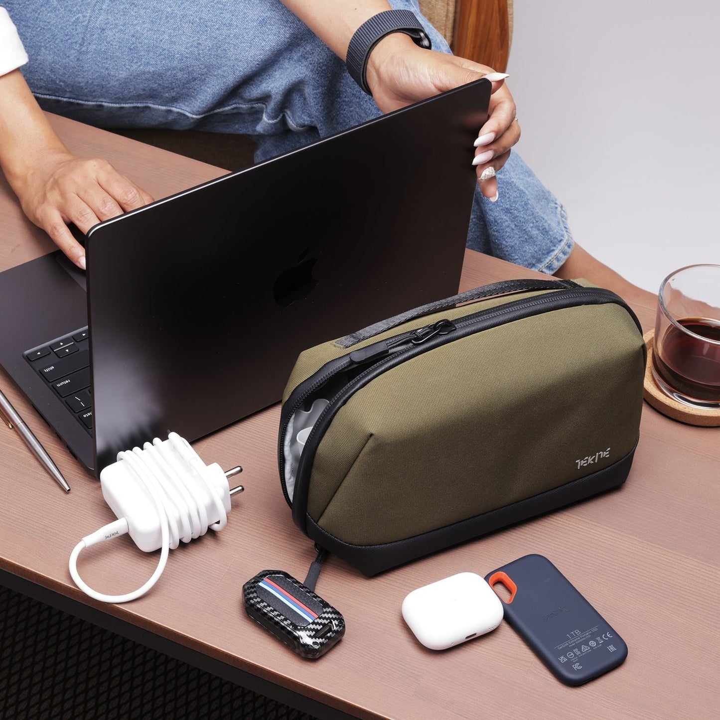 Tekne Gadget Organiser | Water-Resistant Tech Pouch with Multiple Compartments | Travel-FriendlyÂ 