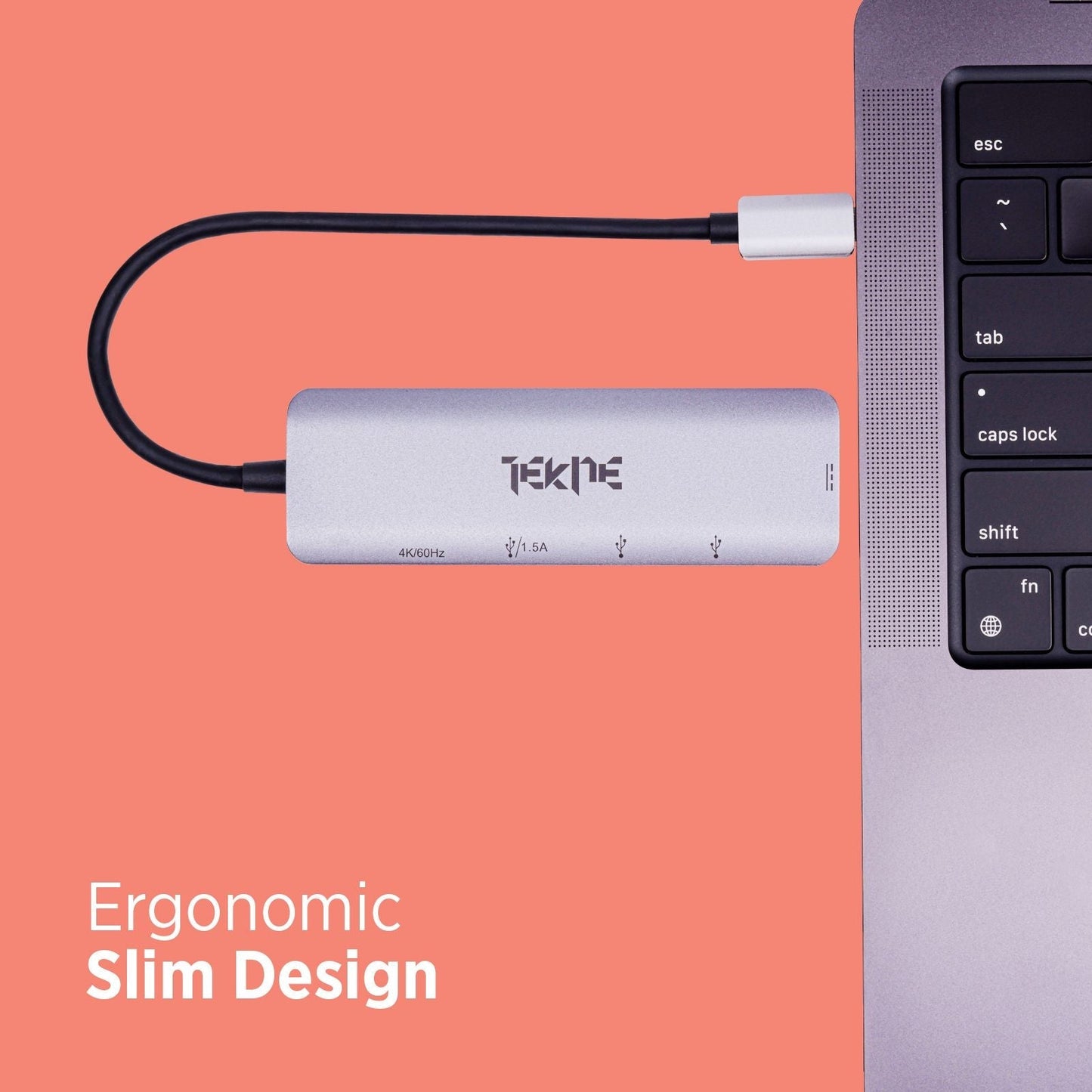 Tekne Essential USB-C Hub | 8-in-1 Multiport Adapter | 100W Fast Charging & 4K HDMI